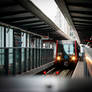 Docklands Light Railway train at a stop in London