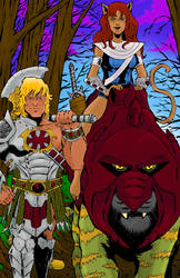 Snake Armor He-Man, Kittrina, and Battle Cat