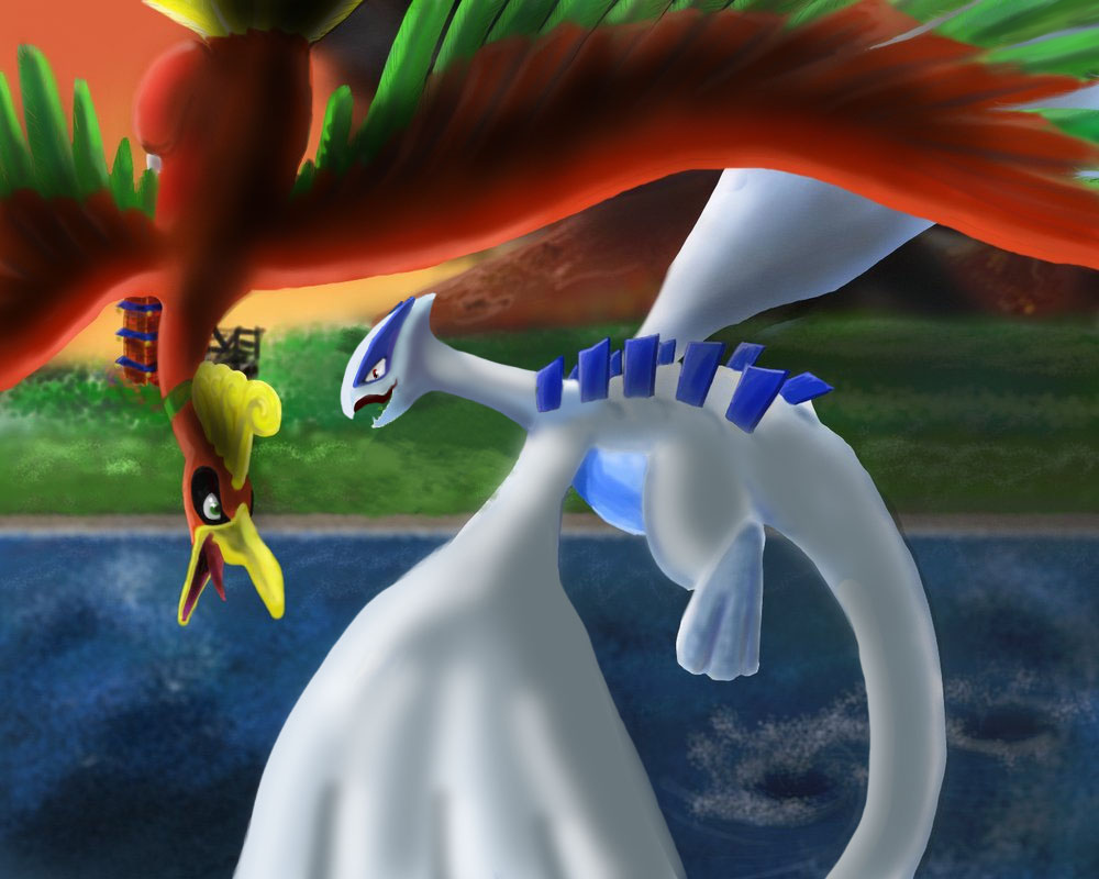 Ho-oh vs Lugia by EvilQueenie on DeviantArt