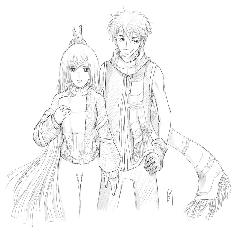 OC sketch - Sera and Nate