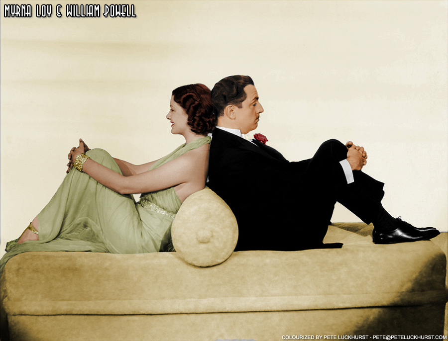 Myrna Loy and William Powell colorized