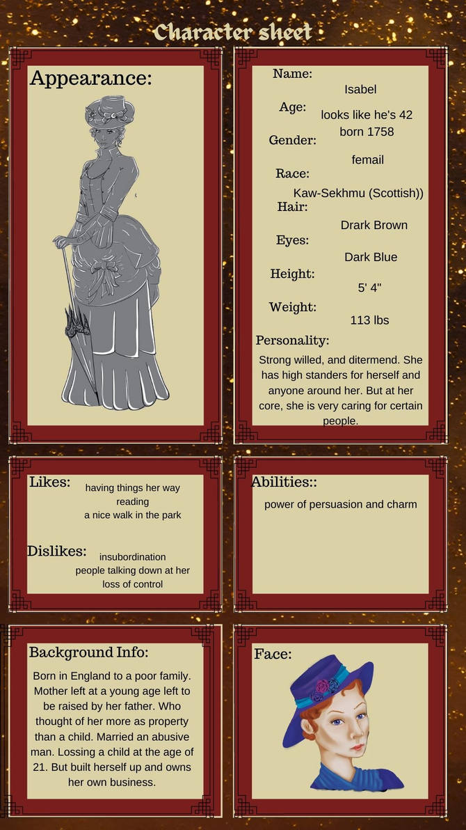 Character sheet Isabel by Gaz042 on DeviantArt