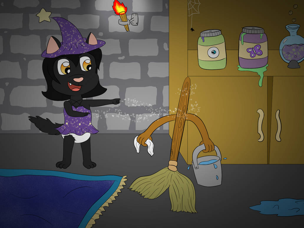 Magic Broom Cleaning -By Gussyskunky- by DanielMania123 on DeviantArt