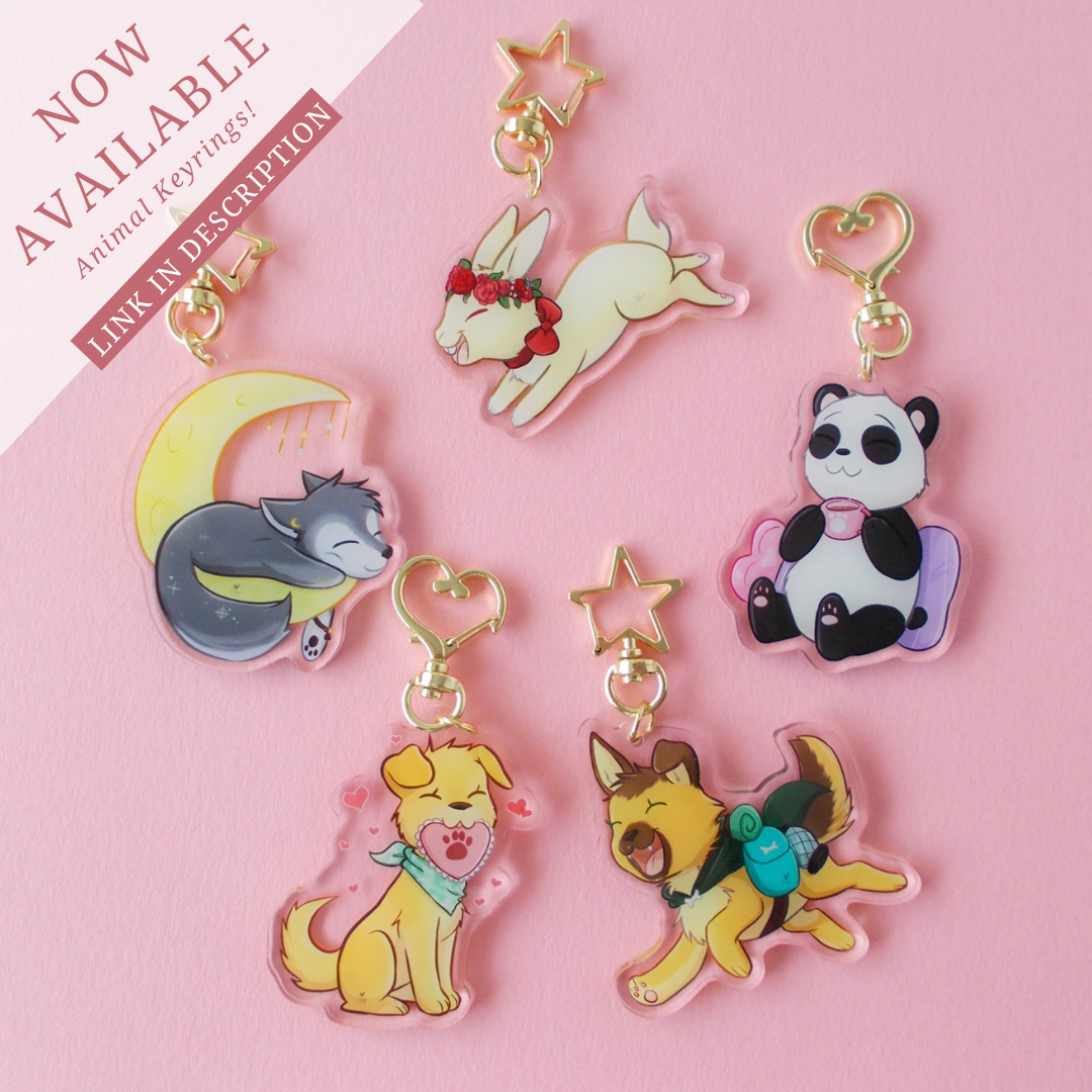 4 adventure puppy left Animal Keyrings 2.5 inch by Foxhatart on