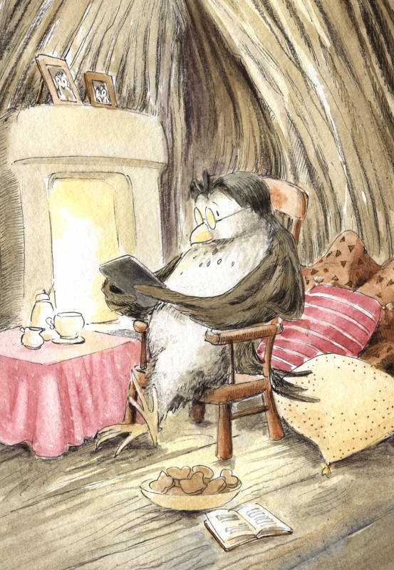 Owl (With a Kindle) by asiapasek