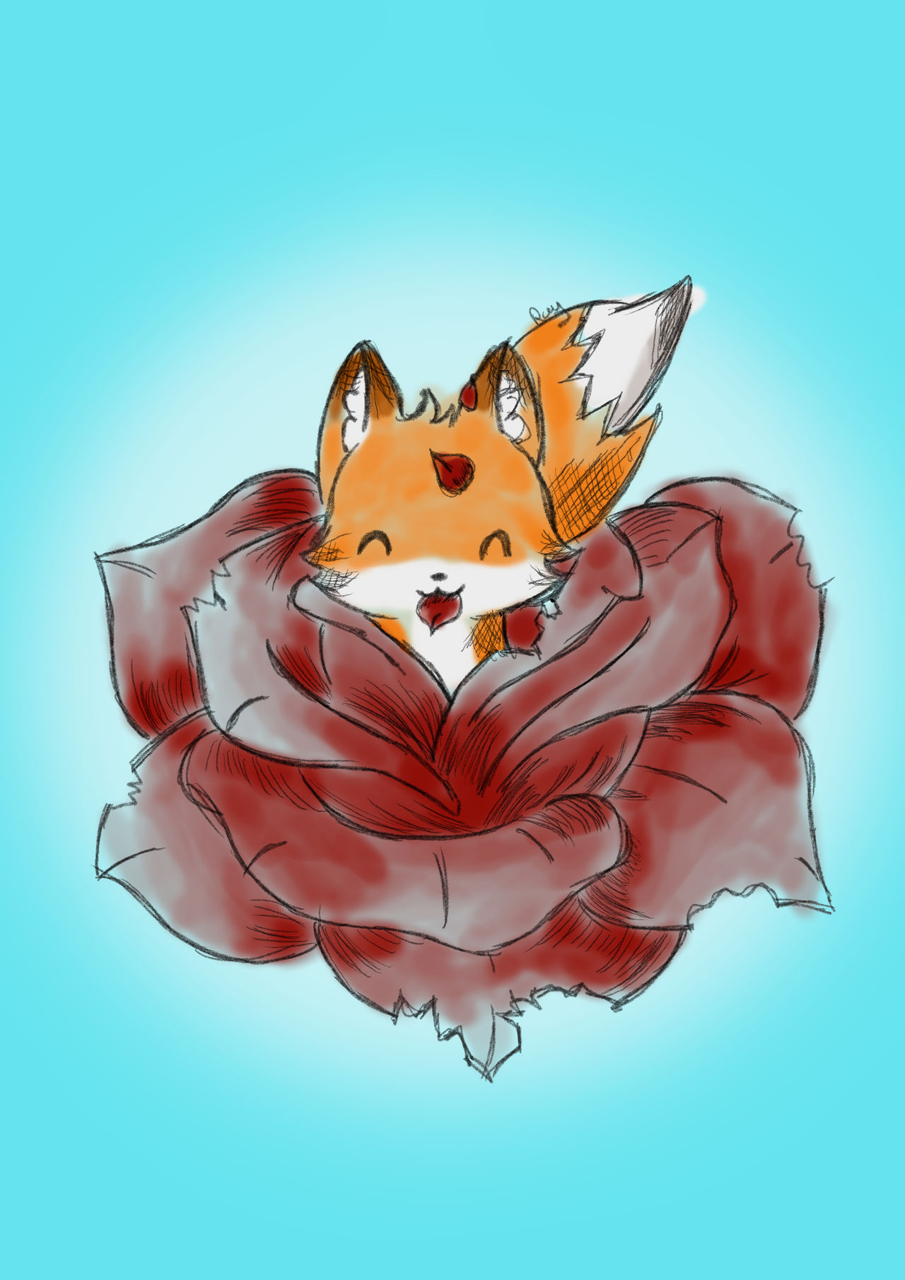 Demon Fox Roses Fox in a rose by VulpicsArt on DeviantArt