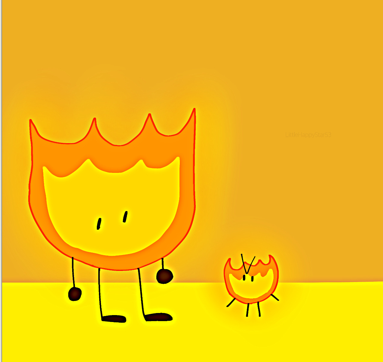 Firey Behind BFDI - firey and firey jr by LittleHappyStar53 on DeviantArt