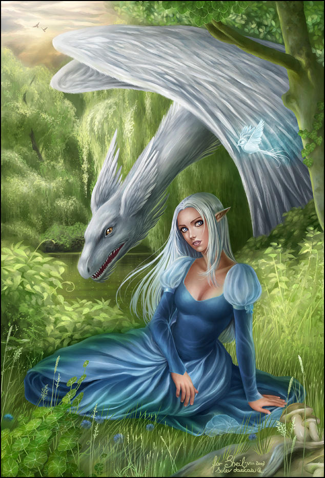 Эльфы существа. Эльфийка и дракон. Сказочные существа девушки. Мифические существа. Эльфы и драконы.