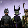 Batman, Maleficent and Loki