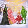 Elphaba and Glinda vs Cindy Lou Who and Grinch