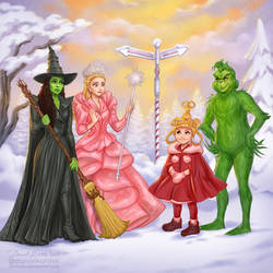 Elphaba and Glinda vs Cindy Lou Who and Grinch