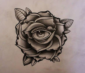 Rose with eye tattoo design 2