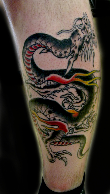 old school dragon tattoo