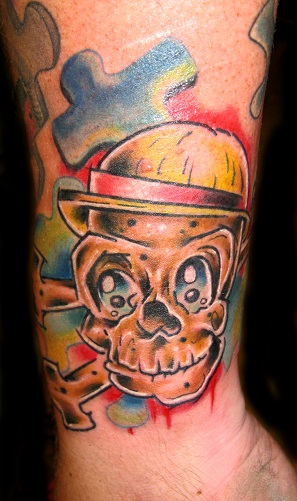 nu school skull and bones tattoo