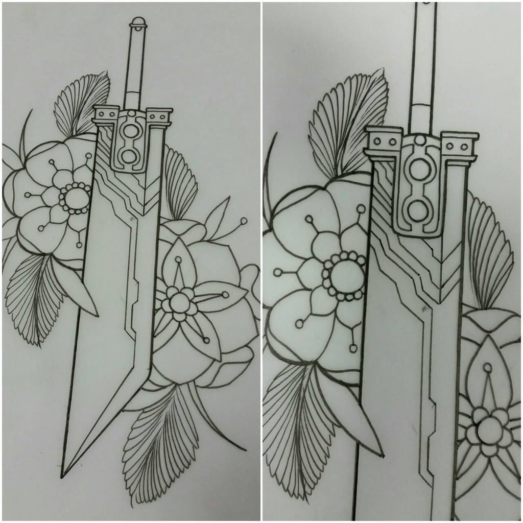 Final fantasy 7 buster sword tattoo design