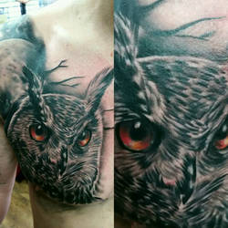 owl and moon chest tattoo