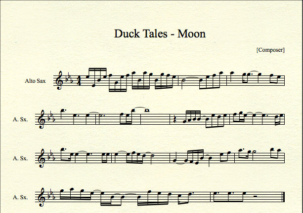 Moon Theme Notes Duck Tales The Moon for Alto Sax by MrConan42 on DeviantArt