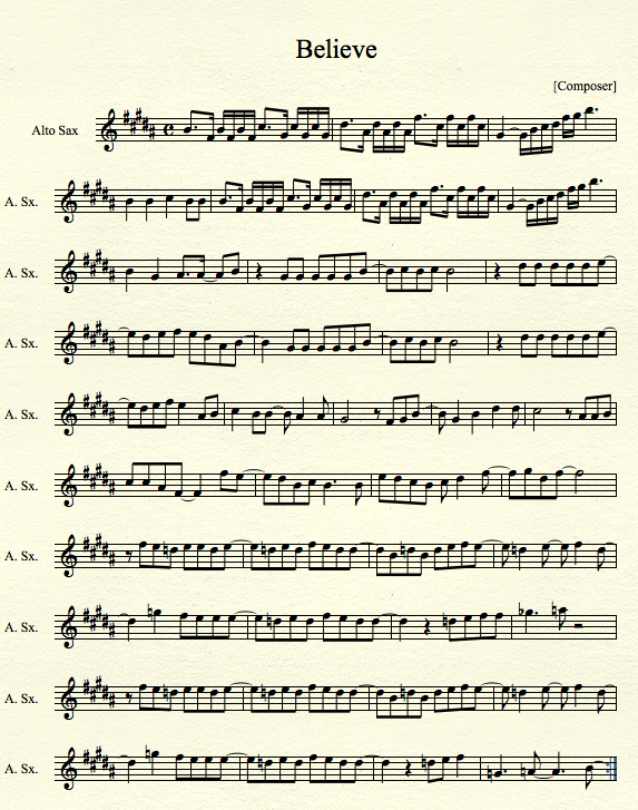 Believe - One Piece for Alto Sax