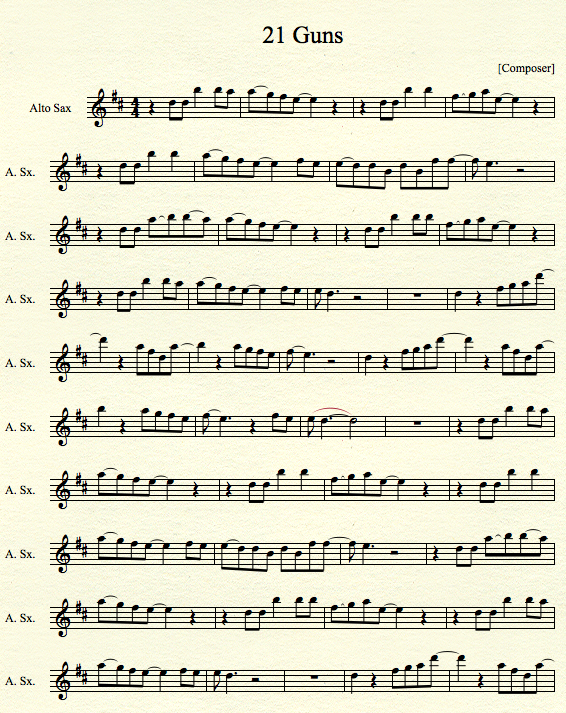 21Guns for Alto Sax pt1