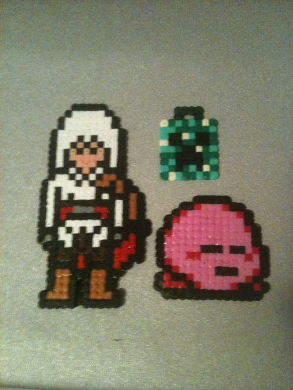 Hama Beads ~ Ezio Auditore, Kirby and Creeper