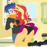 Sunset Shimmer Hugs Flash Sentry