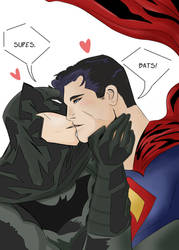 Supes and Bats Kiss