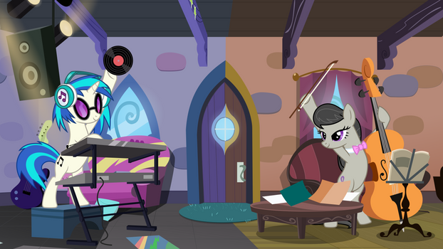 Octavia and Vinyl with Background