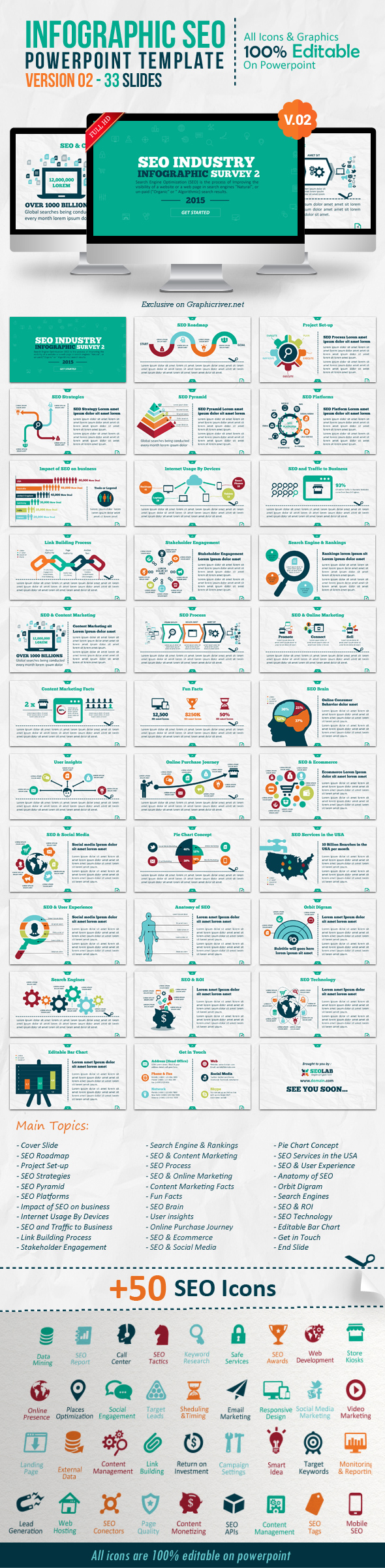 Infographic SEO Powerpoint Template - Version 02