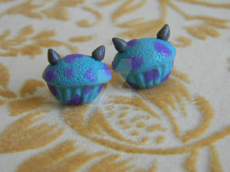 Monsters Inc. Cupcake Studs-Polymer Clay-Posts