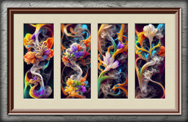Fractal Flowers and Smoke Polyptych 9-4-2022