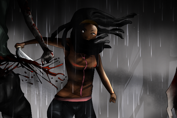 Michonne in the rain