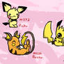 Pichu Pikachu and Raichu