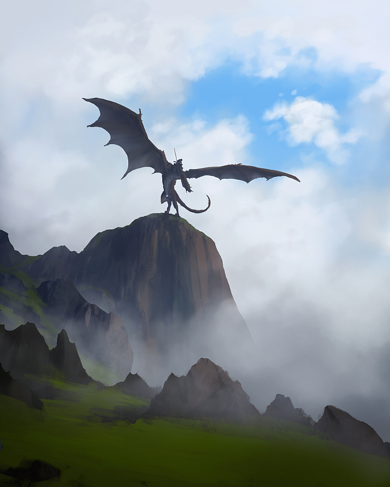 Premium AI Image  Detailed dragon standing menacingly on cliff