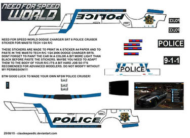 NFSW Police Charger Stickers - Maisto 1 24 RC