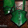 Elfic green leather corset with spaulder