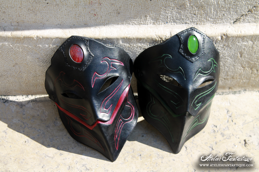 Orounn masks- green red gemstones