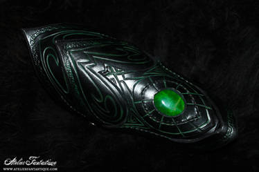 Dark gemstone leather bracer