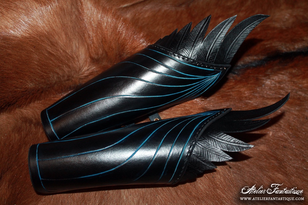 Leather feathers vambraces