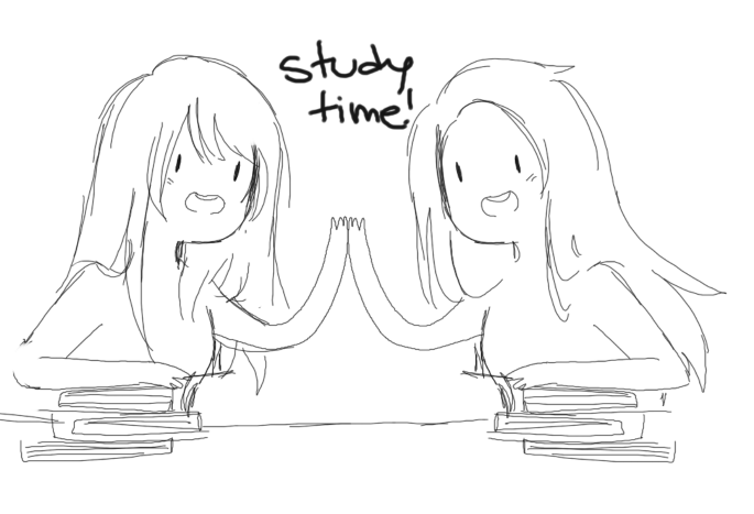 Study time with vika and emily x3