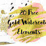 20 Free Gold Watercolor Elements