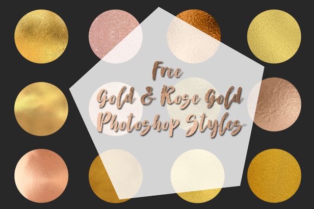 gold and rose gold photoshop styles by