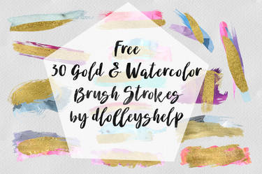 30 Free Watercolor and Gold Brush Strokes
