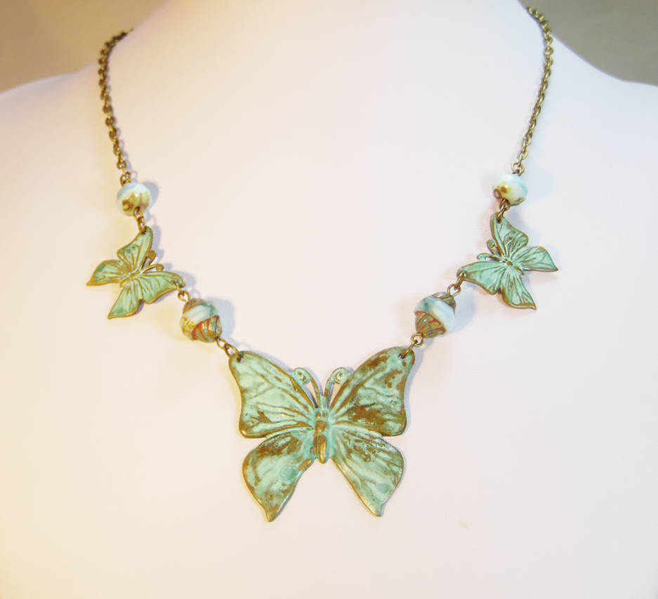 Art Nouveau Butterfly Statement Necklace by JinxMim