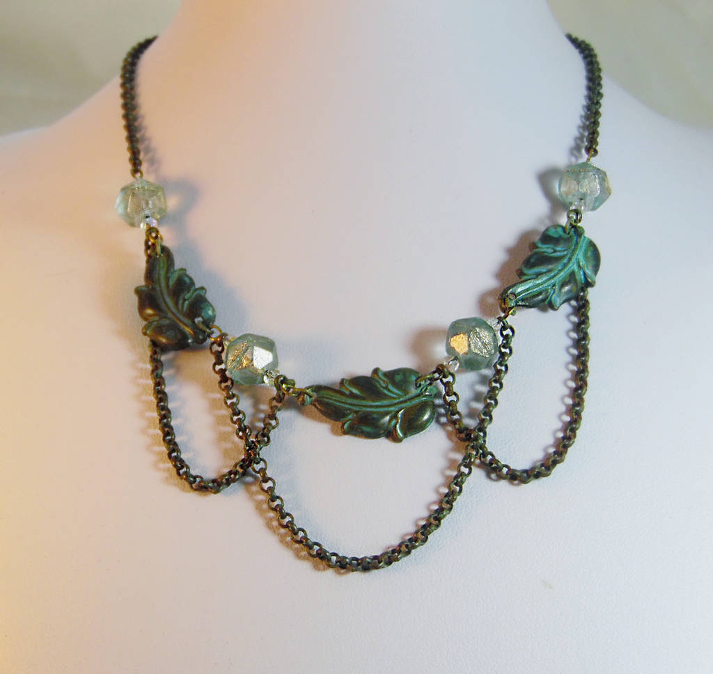 Art Nouveau Leaf Necklace by JinxMim