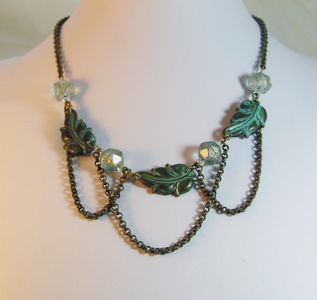 Art Nouveau Leaf Necklace by JinxMim