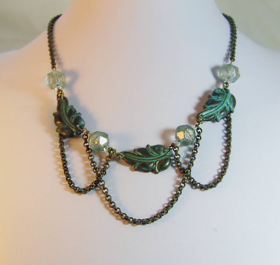 Art Nouveau Leaf Necklace by JinxMim