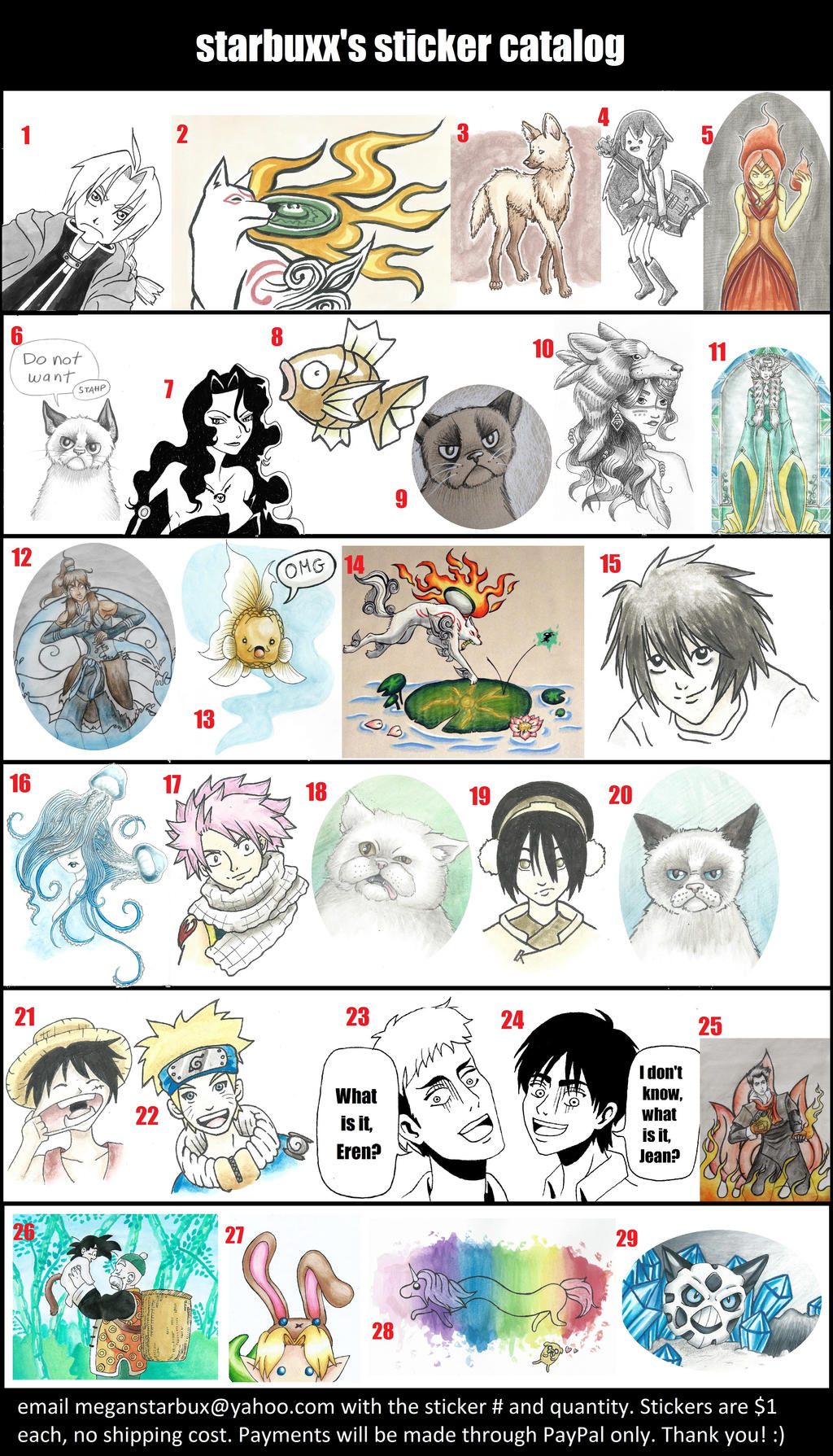 STICKER CATALOG by starbuxx on DeviantArt