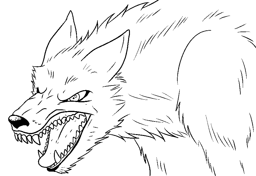 Snarling Wolf Free Lineart By The Crow Faced On Sketch Coloring Page.