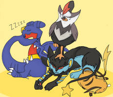 LuxrayStaraptorGarchompRaichu