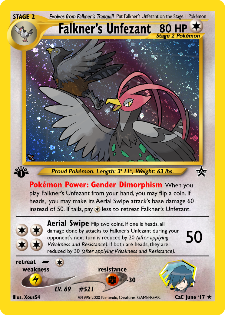 falkner pokemon card - 251/193 - Paldea Evolved variation to centering Falkner's Delibird (VS 6) -